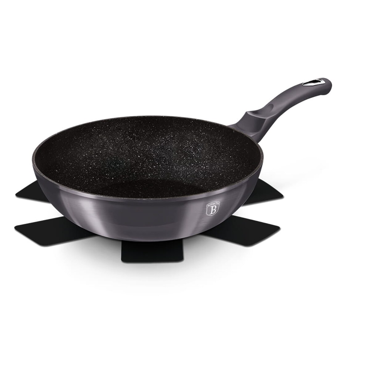 Patelnia wok z powłoką granitową 28cm BERLINGER HAUS Metallic Carbon Pro