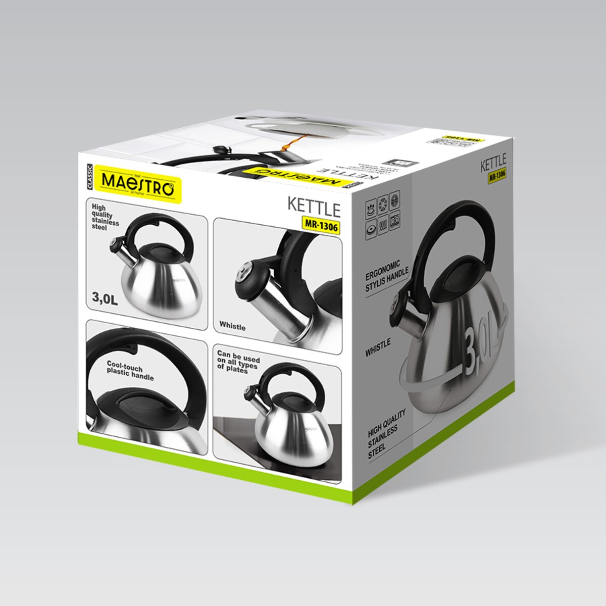 Czajnik stalowy z gwizdkiem na gaz indukcję 3.0L MAESTRO MR-1306