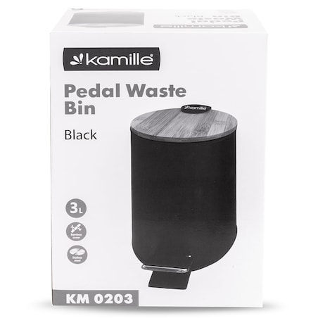 Kosz na śmieci śmietnik łazienkowy do łazienki pokoju biura 3L czarny KAMILLE