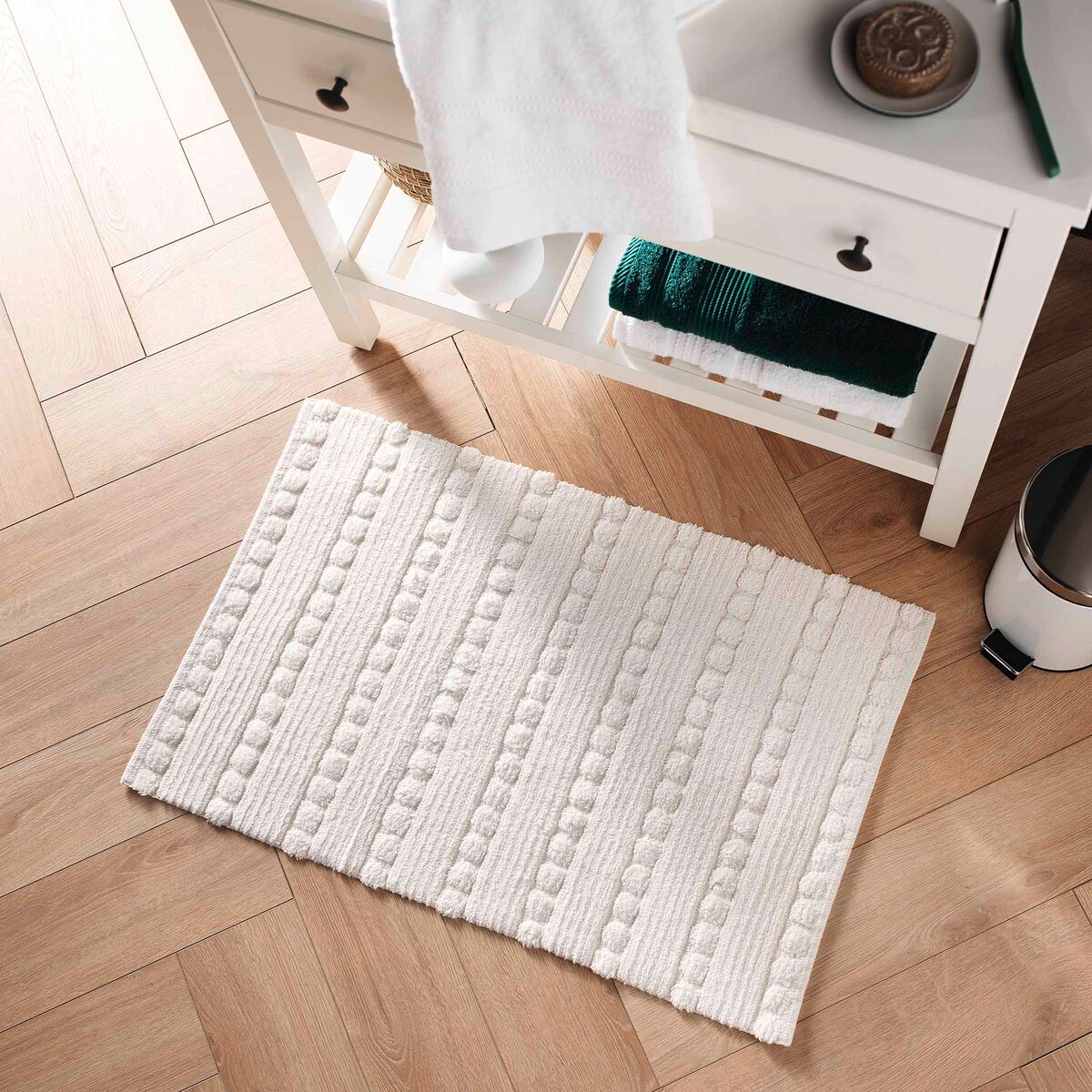 Dywanik łazienkowy CLEONIS, 100% bawełny, ecru, 50 x 80 cm