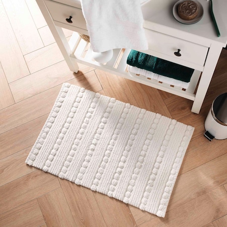 Dywanik łazienkowy CLEONIS, 100% bawełny, ecru, 50 x 80 cm