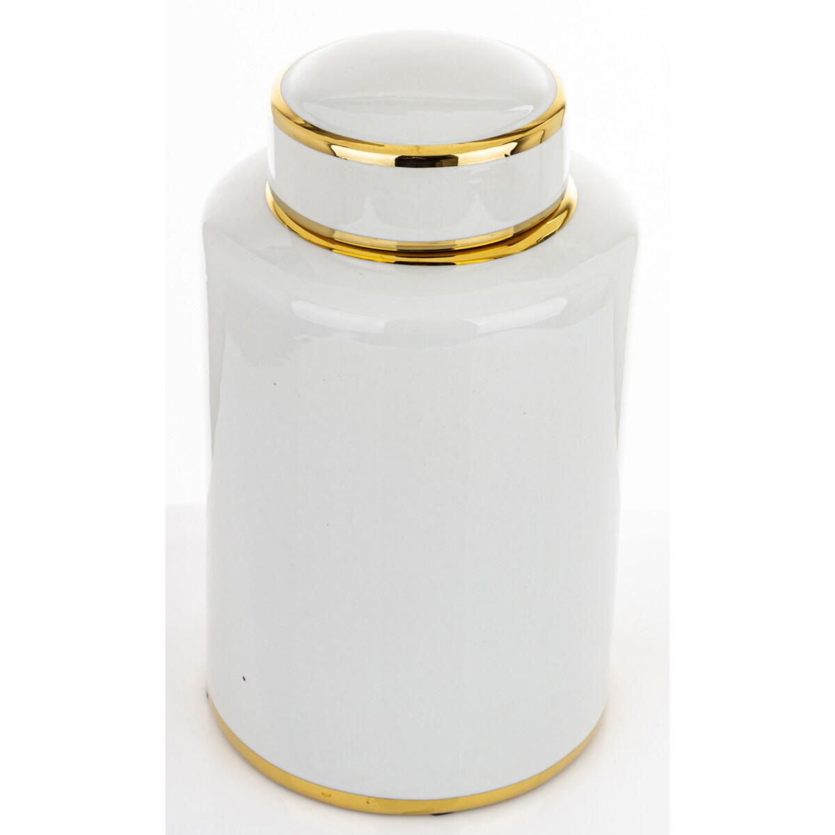 Walcowaty pojemnik ze złotą zakrętką 31,5x18x18 cm biały