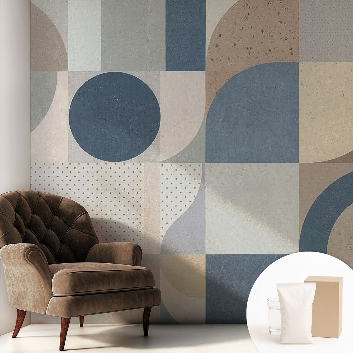 Fototapeta flizelinowa 250x250 cm - Geometryczna mozaika, tapeta ścienna szara