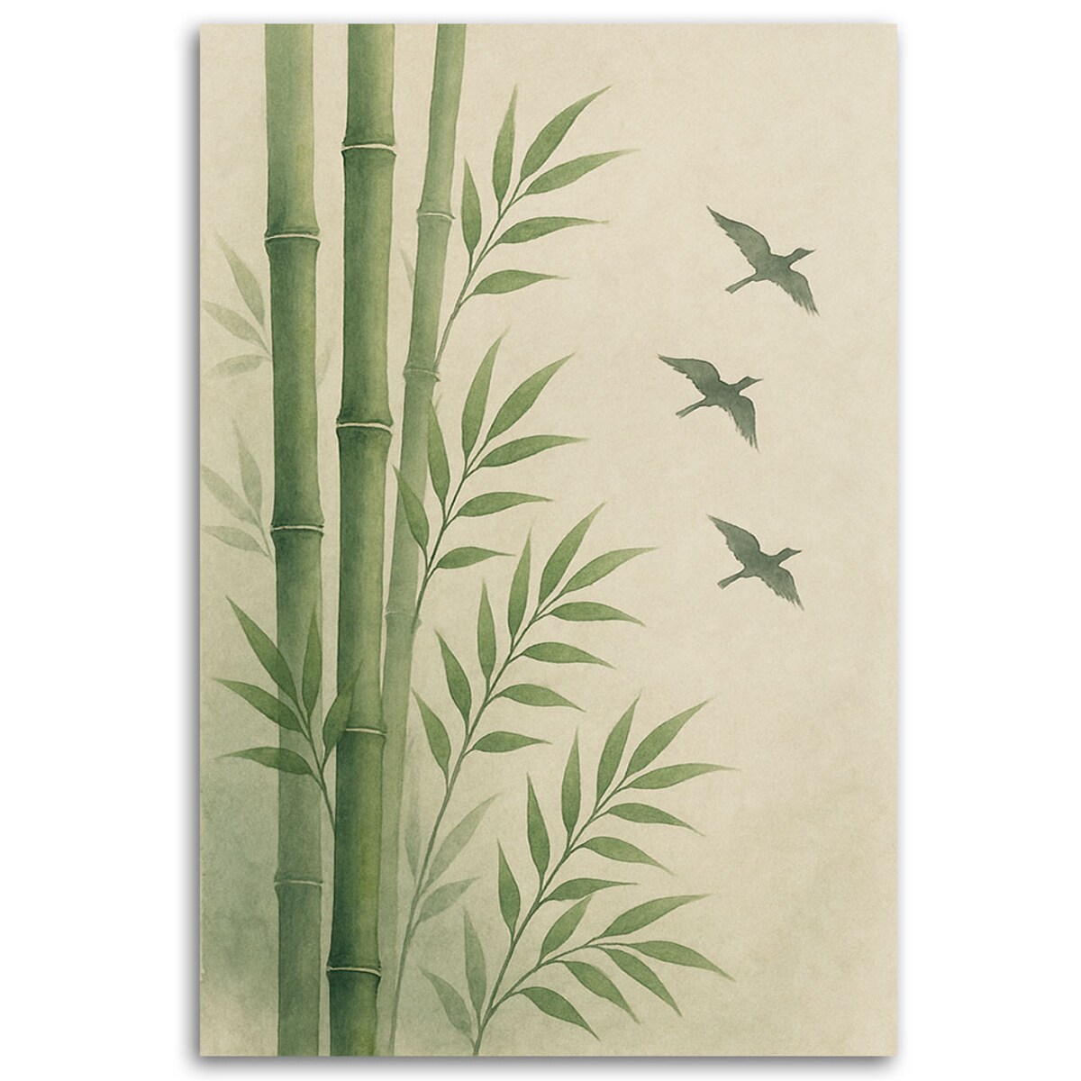 Feeby Obraz na płótnie, Bambusy Liście Akwarela 80x120