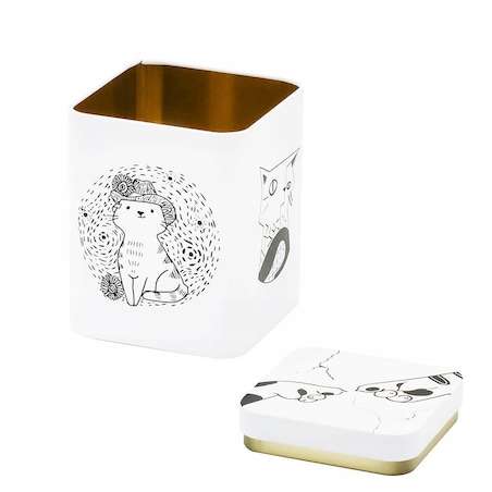 Metalowa puszka z pokrywką CAT ARTIST z motywem kota na kawę herbatę zioła przyprawy szpargały - prezent dla kobiety żony dziewczyny mamy babci niej