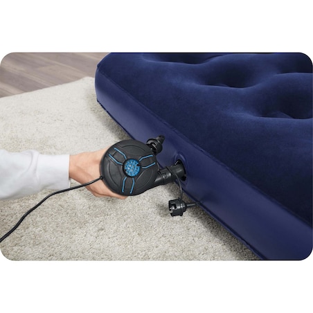Materac dmuchany Bestway welurowy dwuosobowy 191x137x22cm z pompką elektryczną