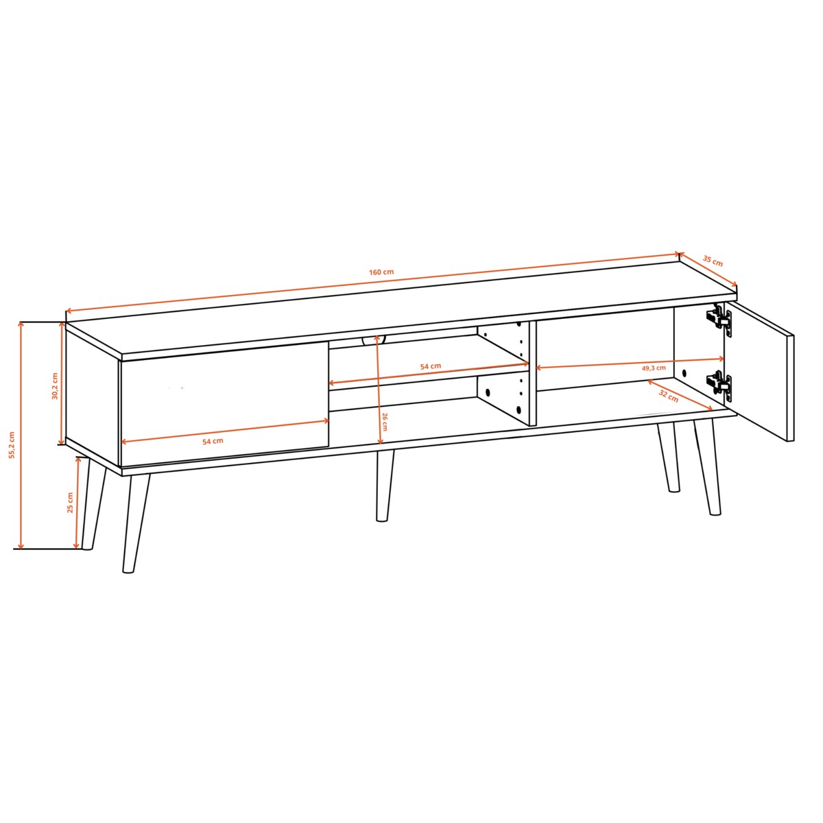 Szafka RTV Toronto 160 dąb artisan & czarny