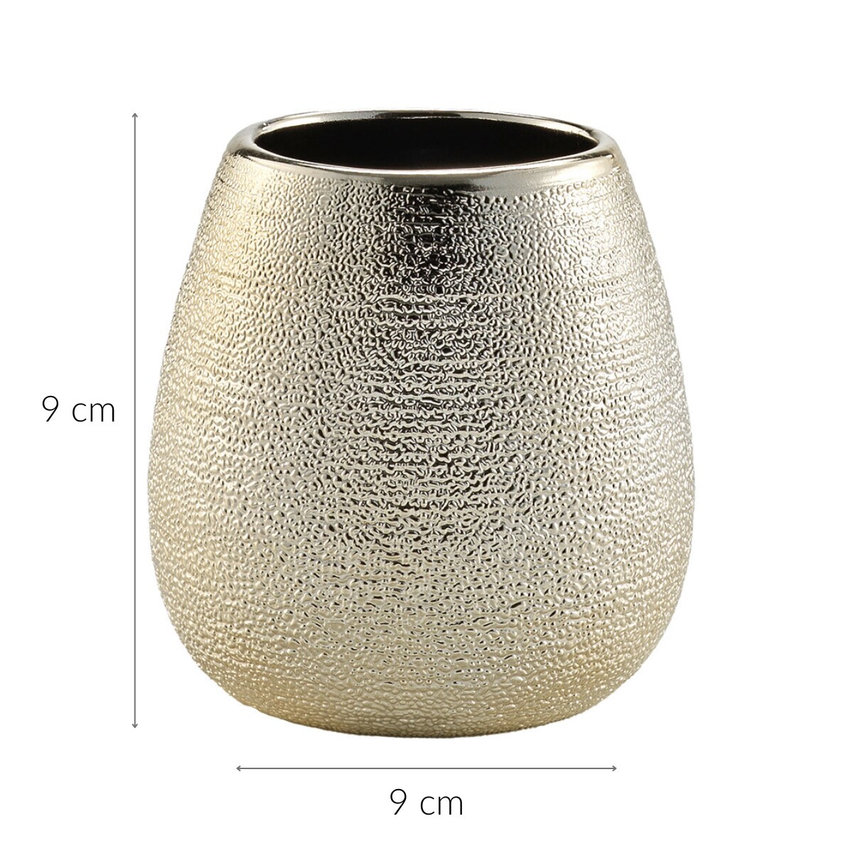 Złoty kubek na szczoteczki, z ceramiki, TRESOR, 9 x 9 cm