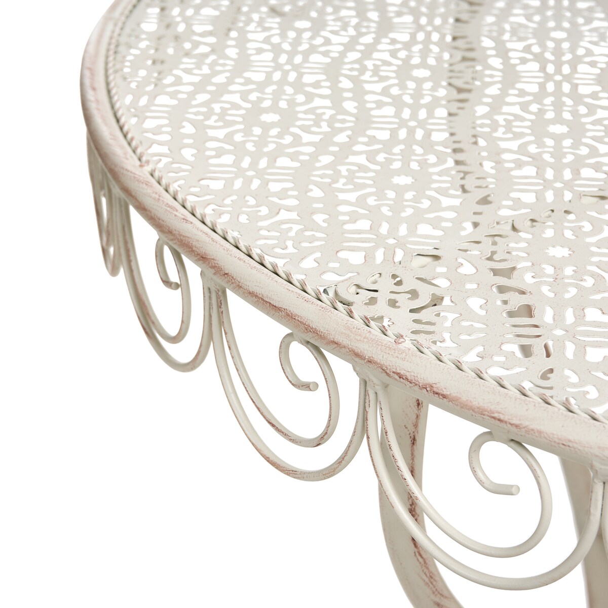 Stolik bistro JUINA 80 cm 36 cm Metal Jasnobeżowy