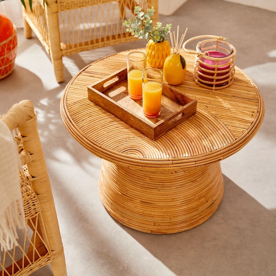 Stolik kawowy rattanowy Tanae 70x70x45cm