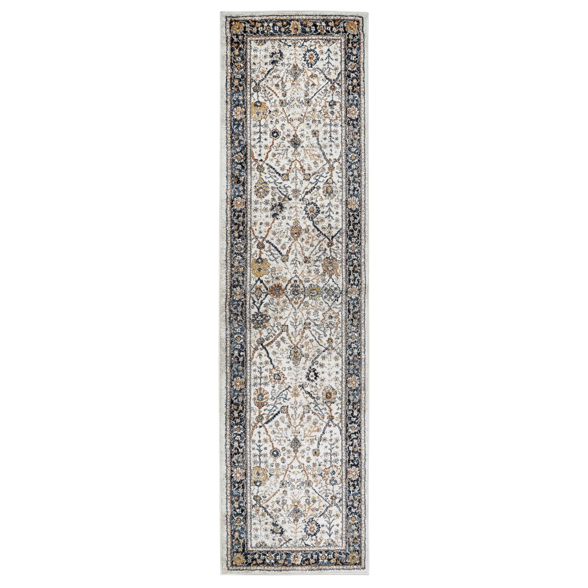 Dywan 80 x 300 cm beżowy z niebieskim ARATES