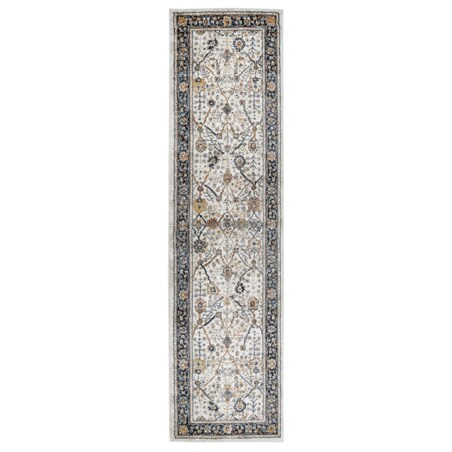 Dywan 80 x 300 cm beżowy z niebieskim ARATES