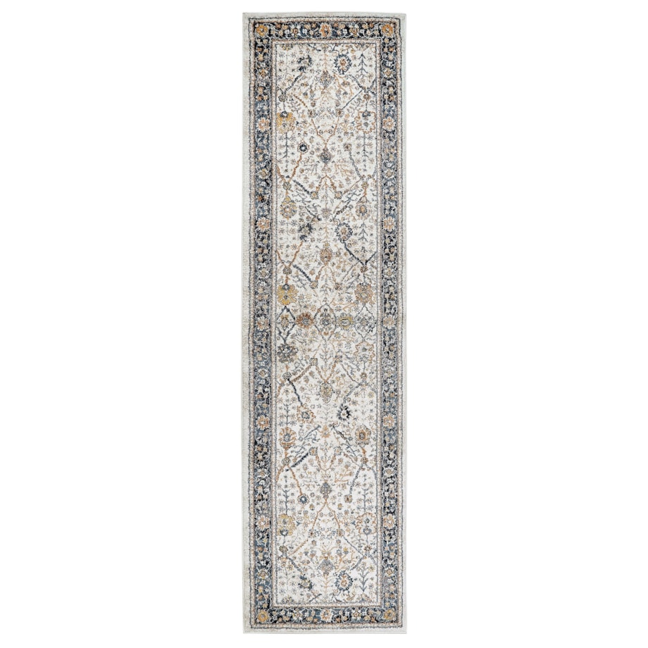 Dywan 80 x 300 cm beżowy z niebieskim ARATES