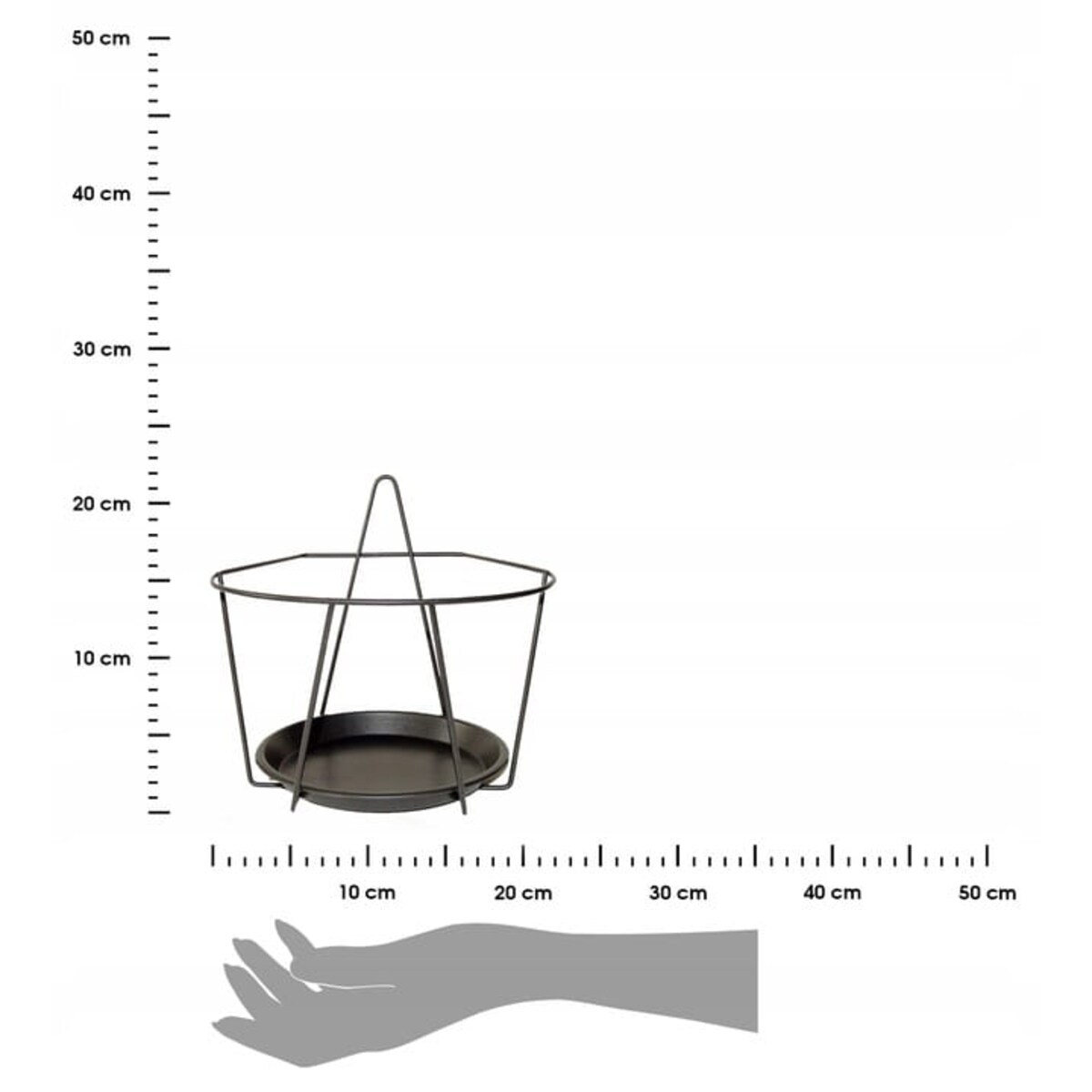 Kwietnik na ścianę metalowy GEOMETRYCZNY LOFTOWY czarny na doniczkę 22x20cm