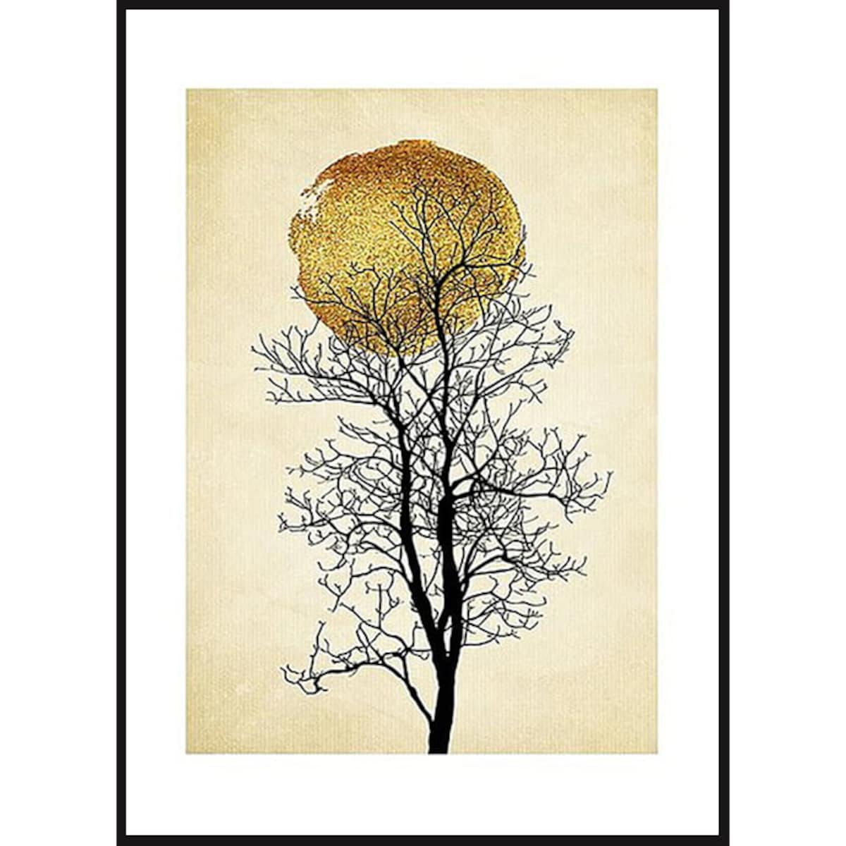 Poster Story, Plakat, Obraz - Sylwetka Czarnego Drzewa na Tle Słońca, wymiary 30 x 42 cm