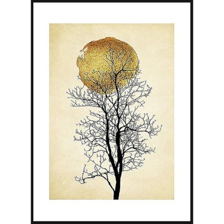 Poster Story, Plakat, Obraz - Sylwetka Czarnego Drzewa na Tle Słońca, wymiary 30 x 42 cm