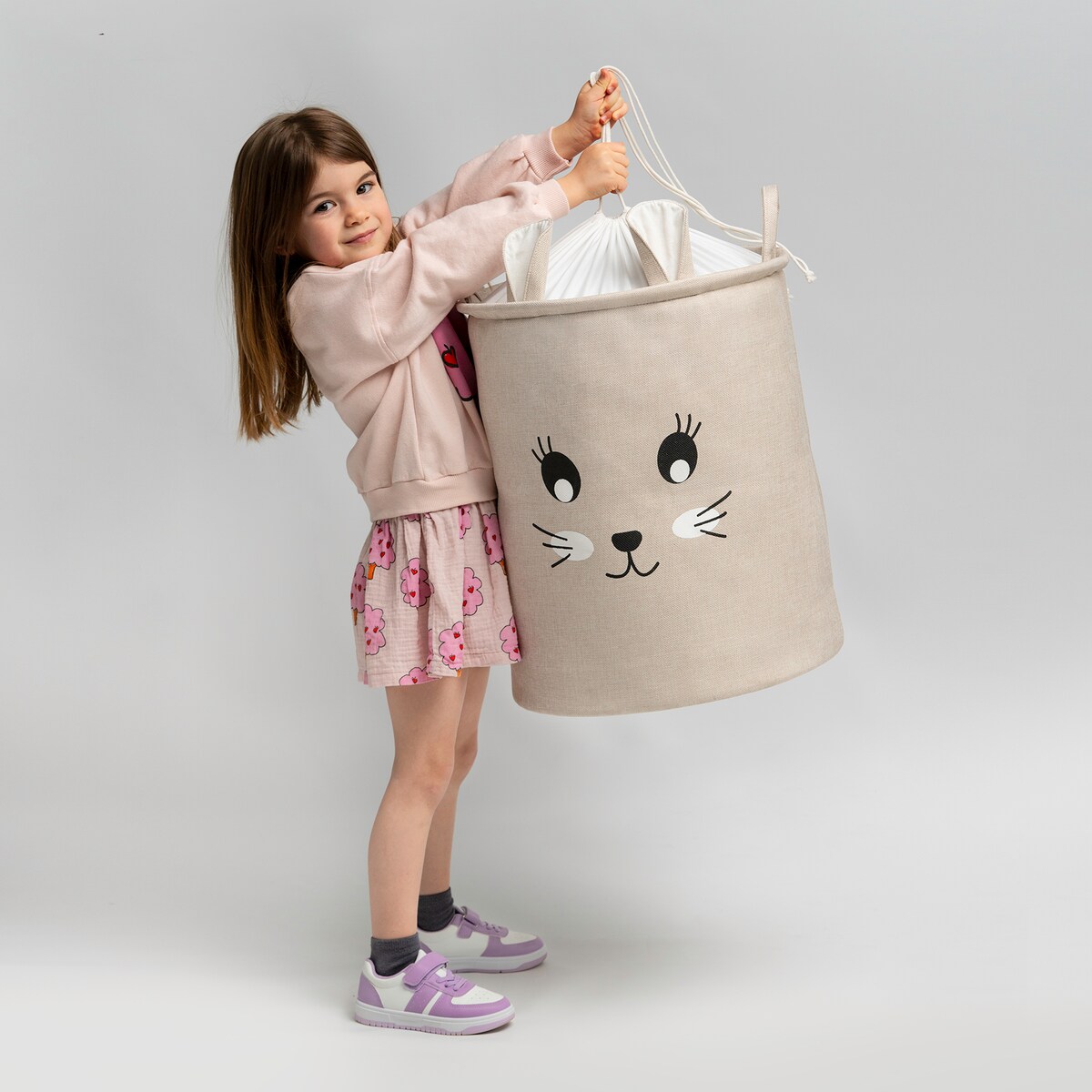 kosz na zabawki sipo, wersja premium, zamykany na ściągacz, królik, xxl