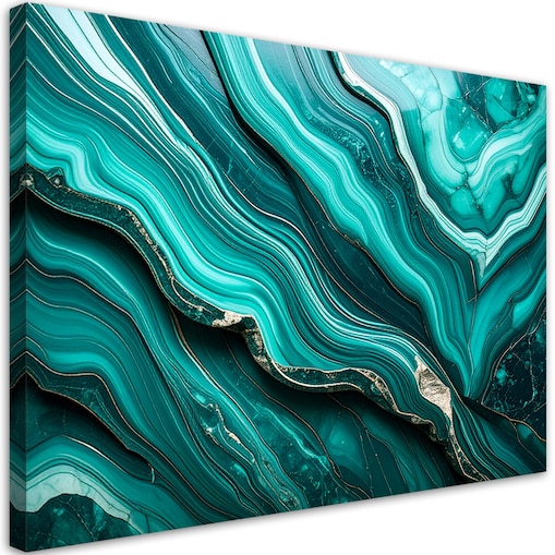 Obraz nowoczesny do sypialni salonu, Marmur Turkusowa Abstrakcja 90x60