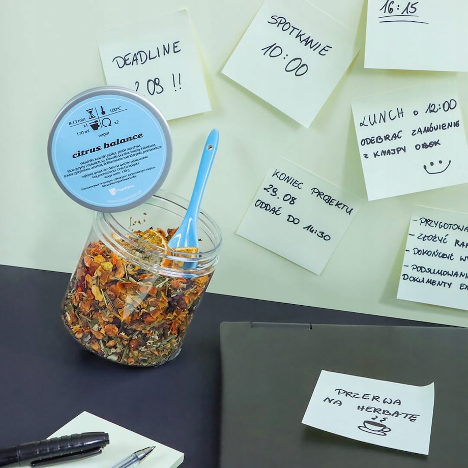 Herbata ziołowa CITRUS BALANCE o świeżym miętowo-cytrusowym smaku PREMIUM - herbata liściasta sypana mieszanka napar susz - gotowa na prezent upominek