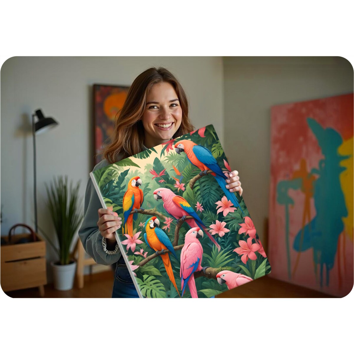 Malowanie po numerach obraz z ramą 40x50 Papugi Massido