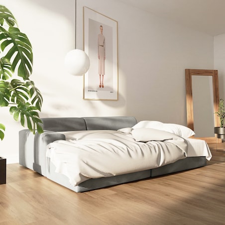 Villet Sofa narożna lewa z funkcją spania i pojemnikiem szara