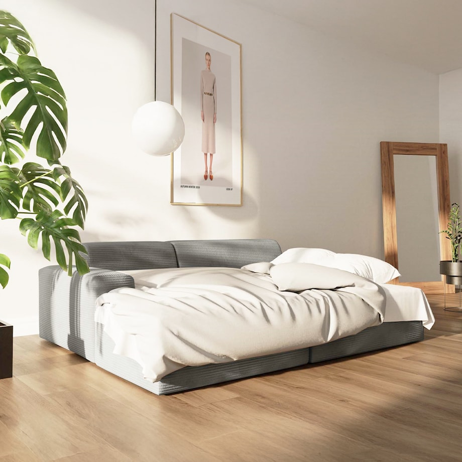 Villet Sofa narożna lewa z funkcją spania i pojemnikiem szara