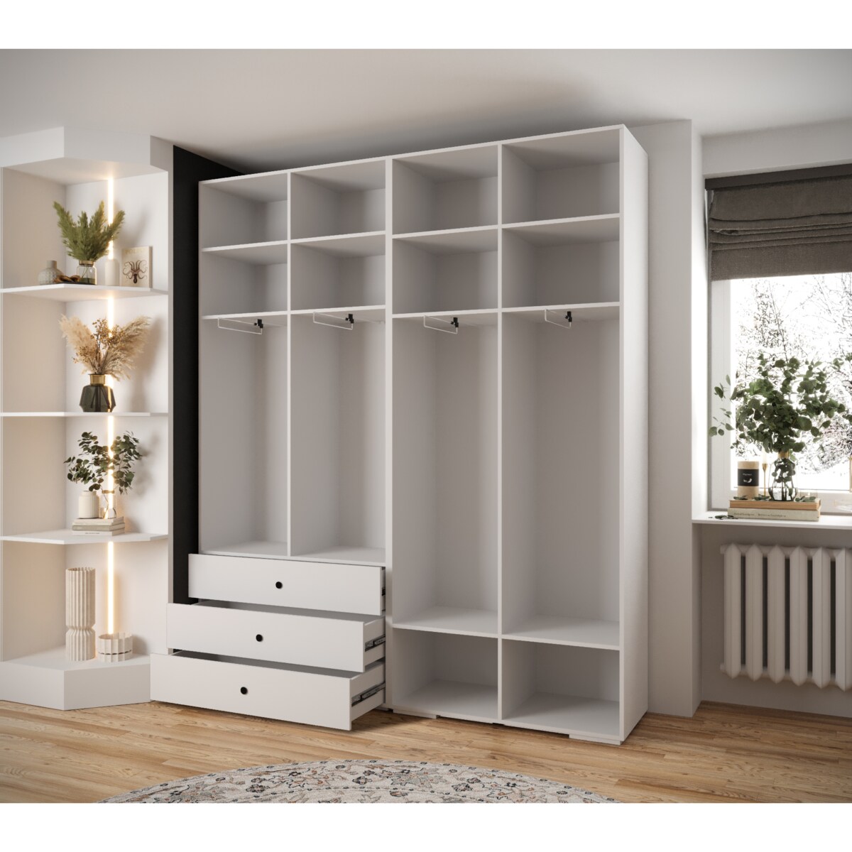 Garderoba wysoka do przedpokoju INOVA 1 Z15 biały+złoty