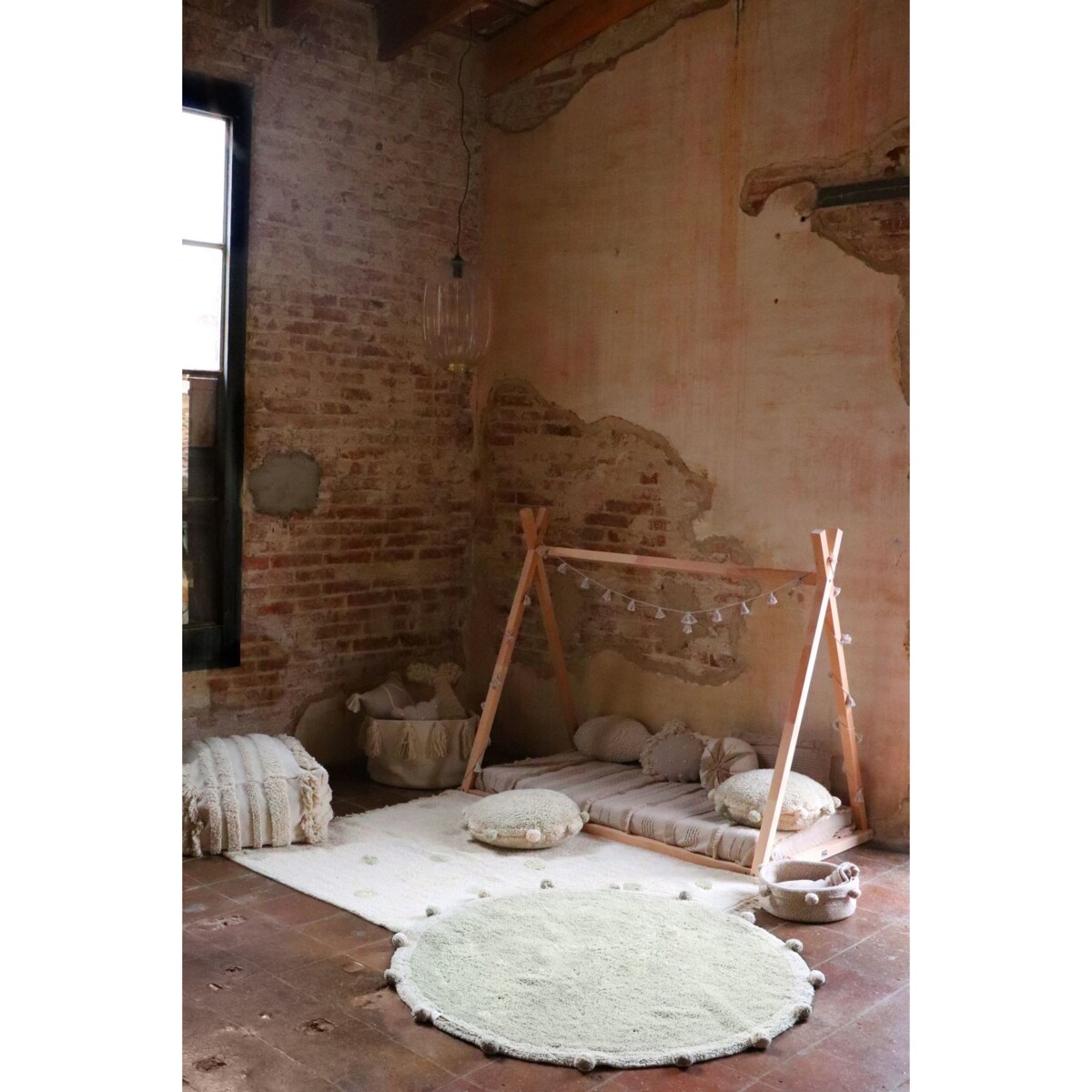 Dywan Bawełniany Hippy Dots Natural Olive 120x160 cm Lorena Canals