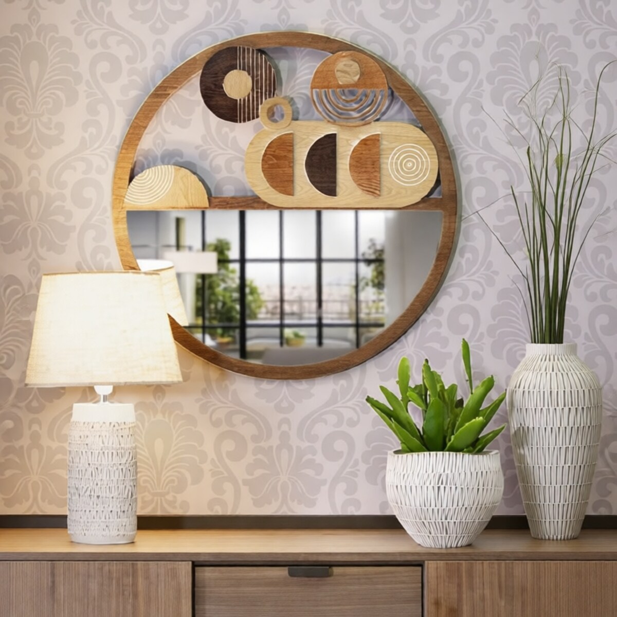 Lustro ścienne Block, kolor wielokolorowy, płyta MDF, 80 x 3 x 80 cm, do salonu i przedpokoju, Mauro Ferretti