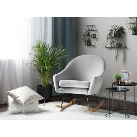 Fotel bujany welurowy szary OXIE