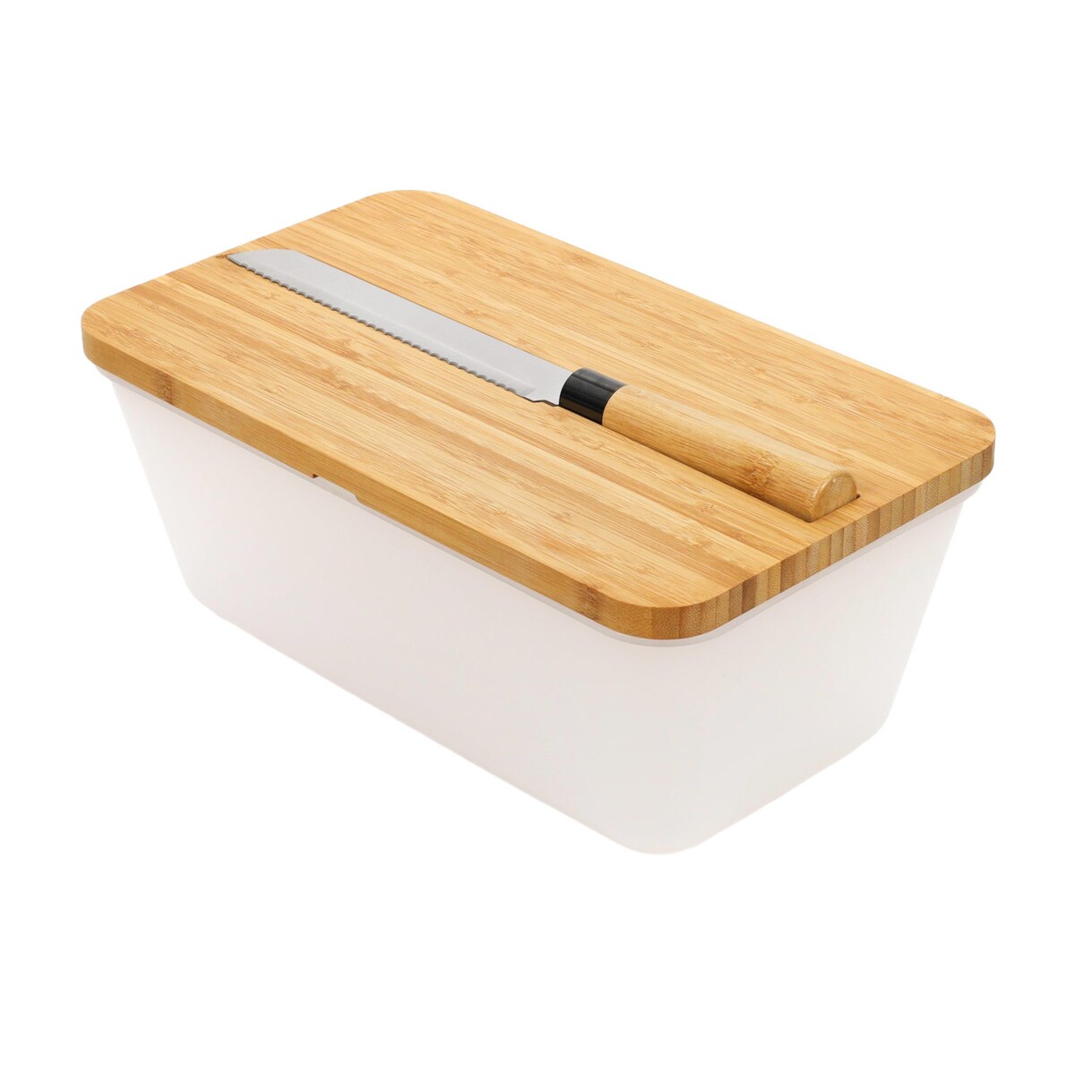 Chlebak z bambusową pokrywą i nożem do pieczywa, 35 x 20 cm
