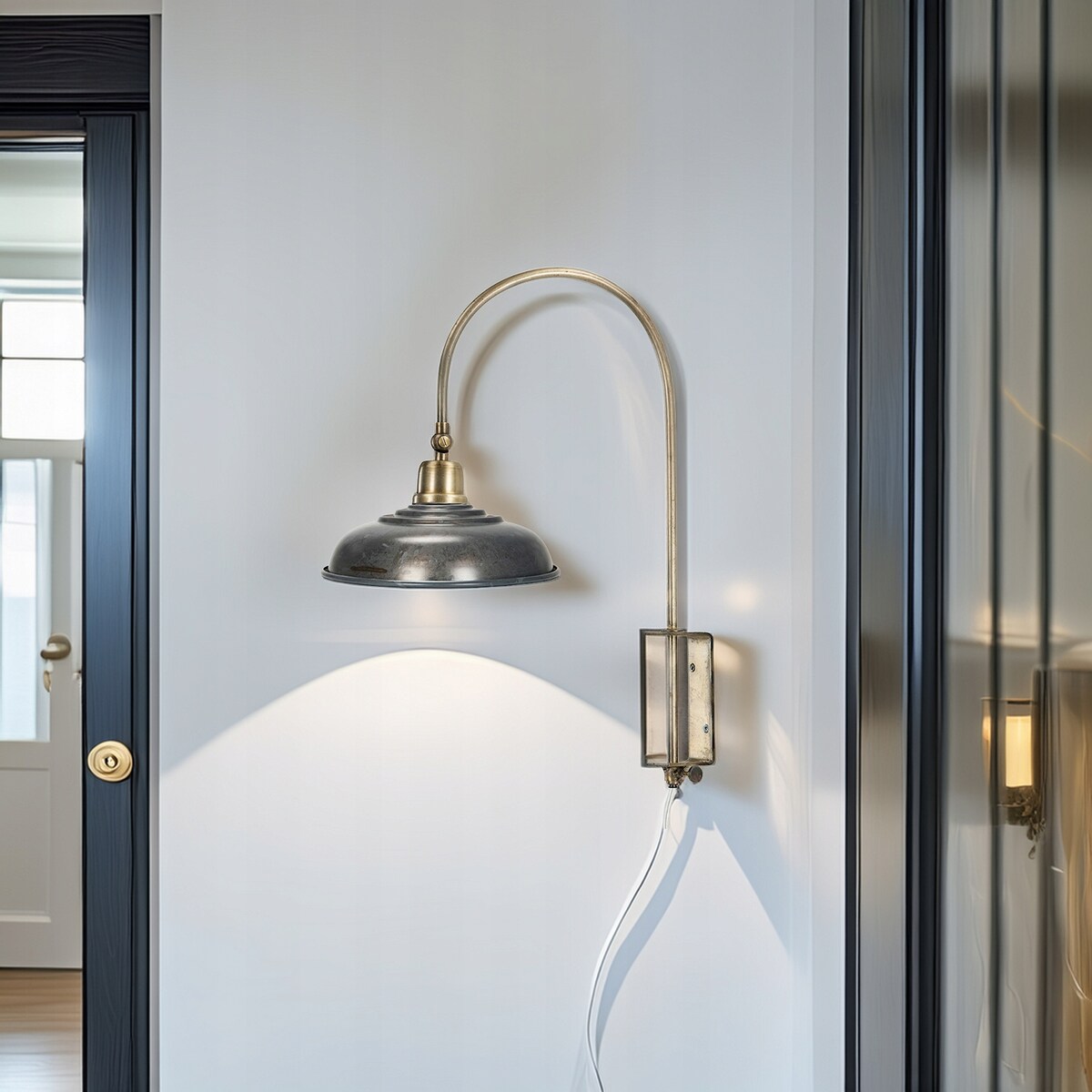 LAMPA KINKIET ŚCIENNA DO POWIESZENIA ZŁOTA SREBRNA METALOWA LOFT NOCNA