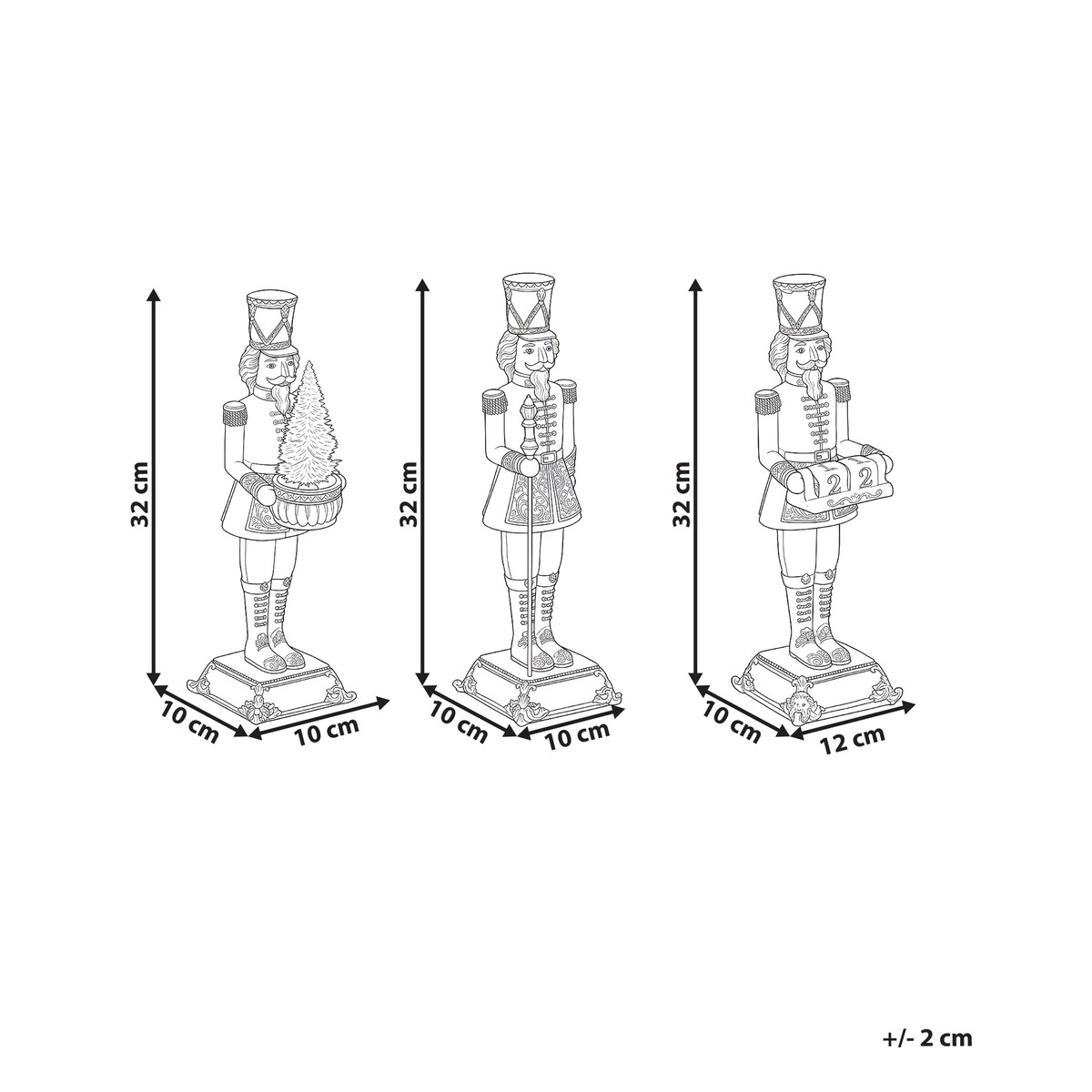Zestaw 3 figurek dekoracyjnych LED PELLOSNIEMI 32 cm Dziadek do orzechów Kolorowy