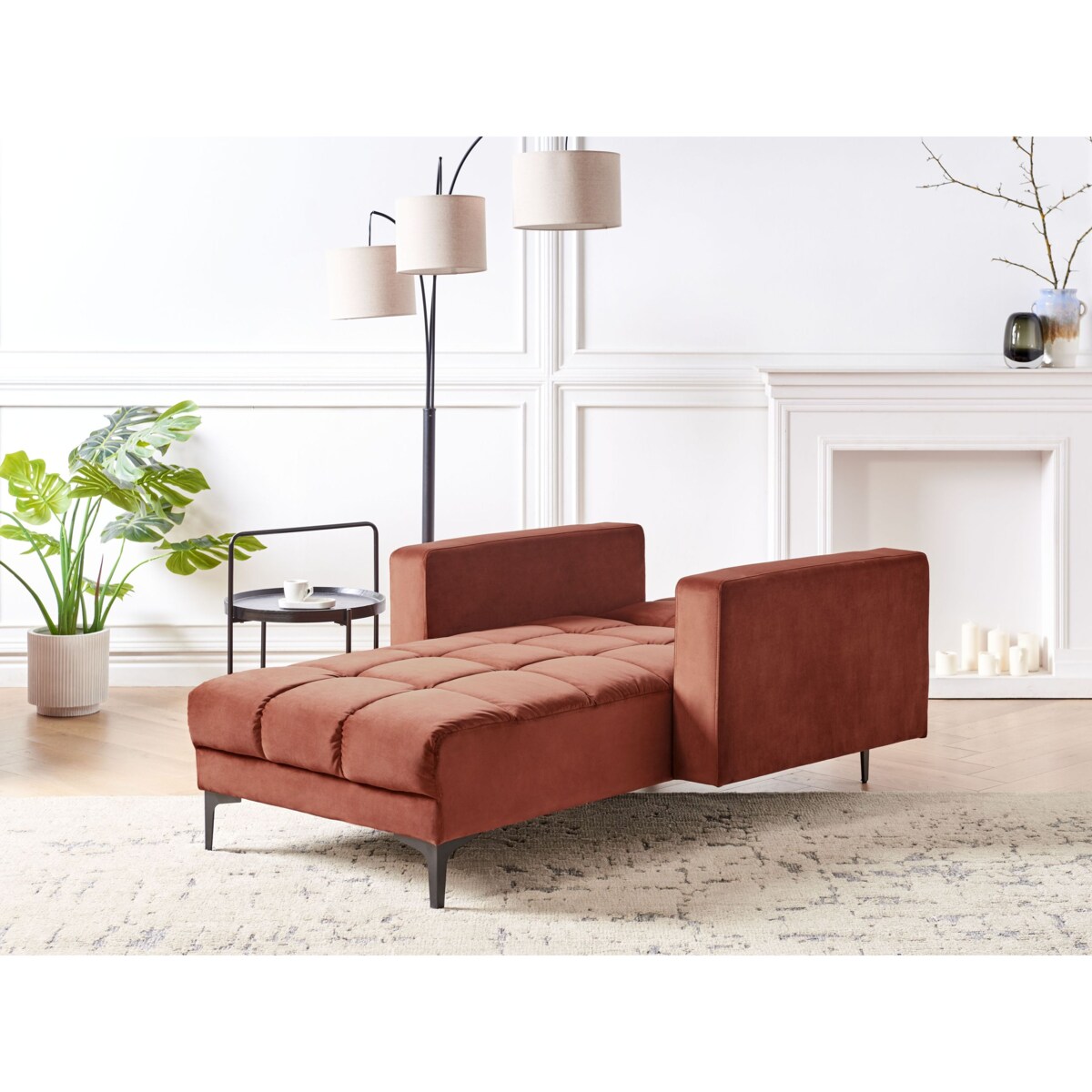 Szezlong welurowy czerwony ALNES