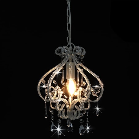 vidaXL Lampa sufitowa z koralikami, biała, okrągła, E14