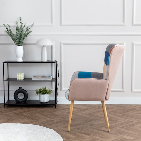 Fotel do salonu wypoczynkowy uszak nowoczesny patchwork tapicerowany
