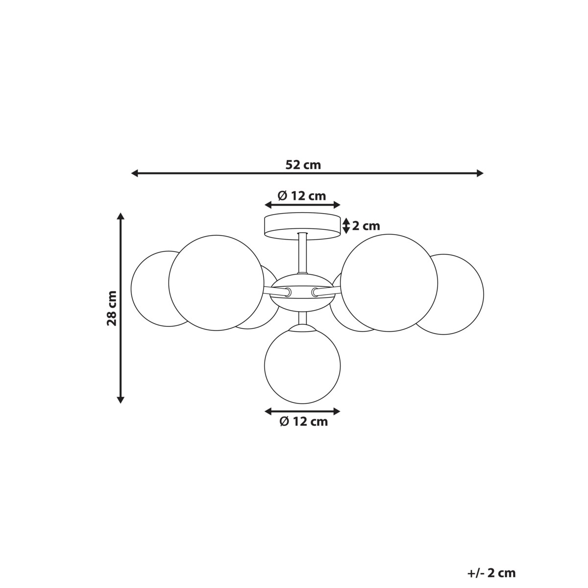 Lampa 7-punktowa szklana niebieska ANADYR