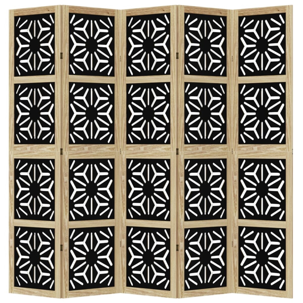 vidaXL Parawan pokojowy, 5-panelowy, brązowo-czarny, lita paulownia