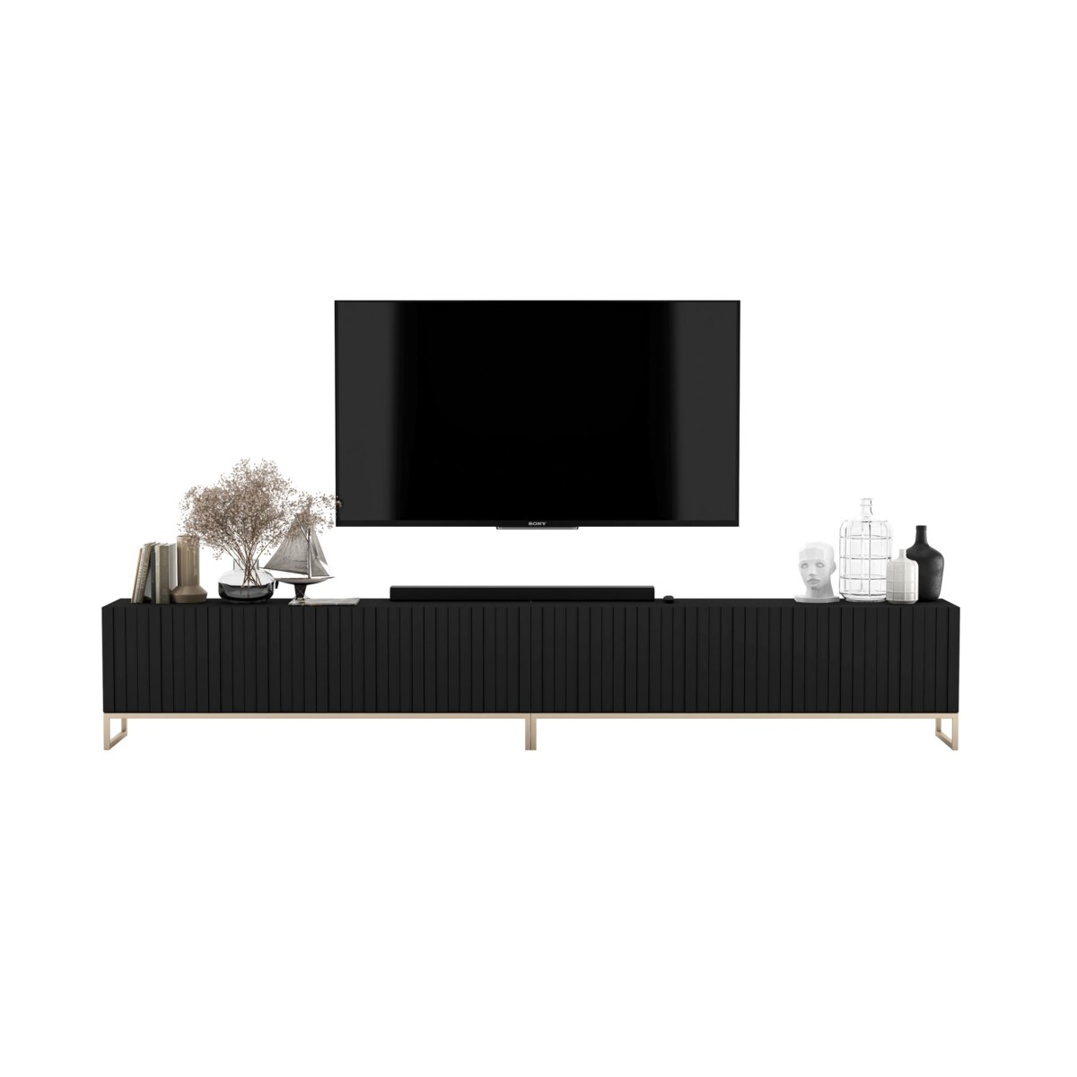 Szafka RTV Glamour pod Telewizor Komoda RTV Glamour Czarny Mat 300 cm