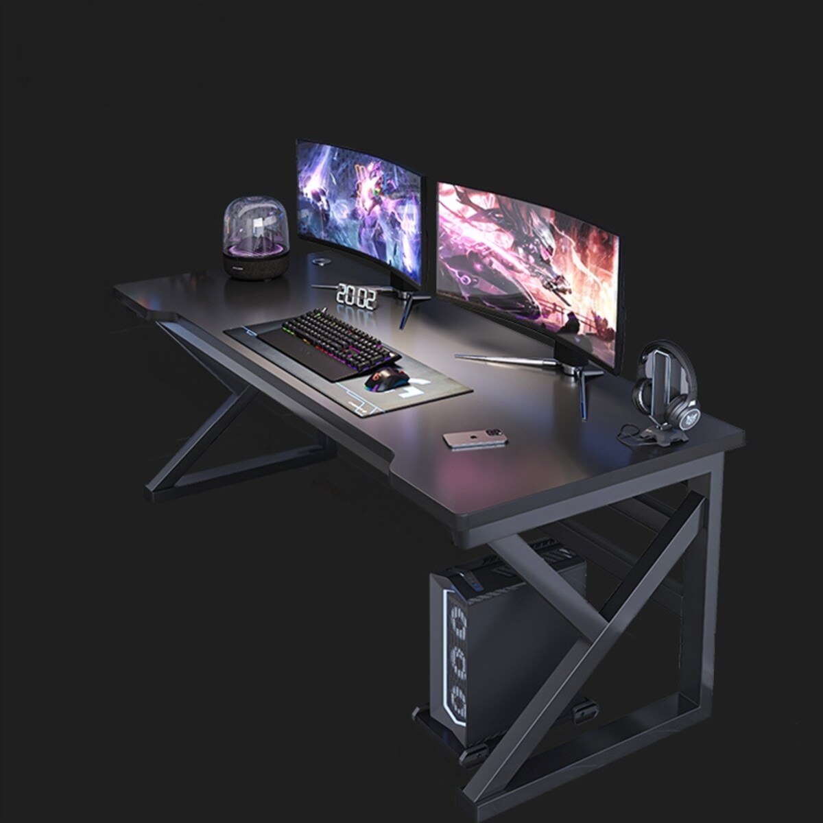 Biurko Gaminowe Stół Gamingowy Dla Gracza Nowoczesne Komputerowe Czarne
