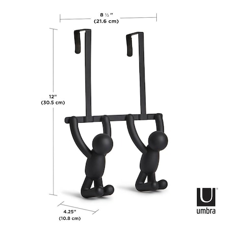 Wieszak na drzwi podwójny czarny Buddy, 21.5 x 14.5 x 7 cm, Umbra
