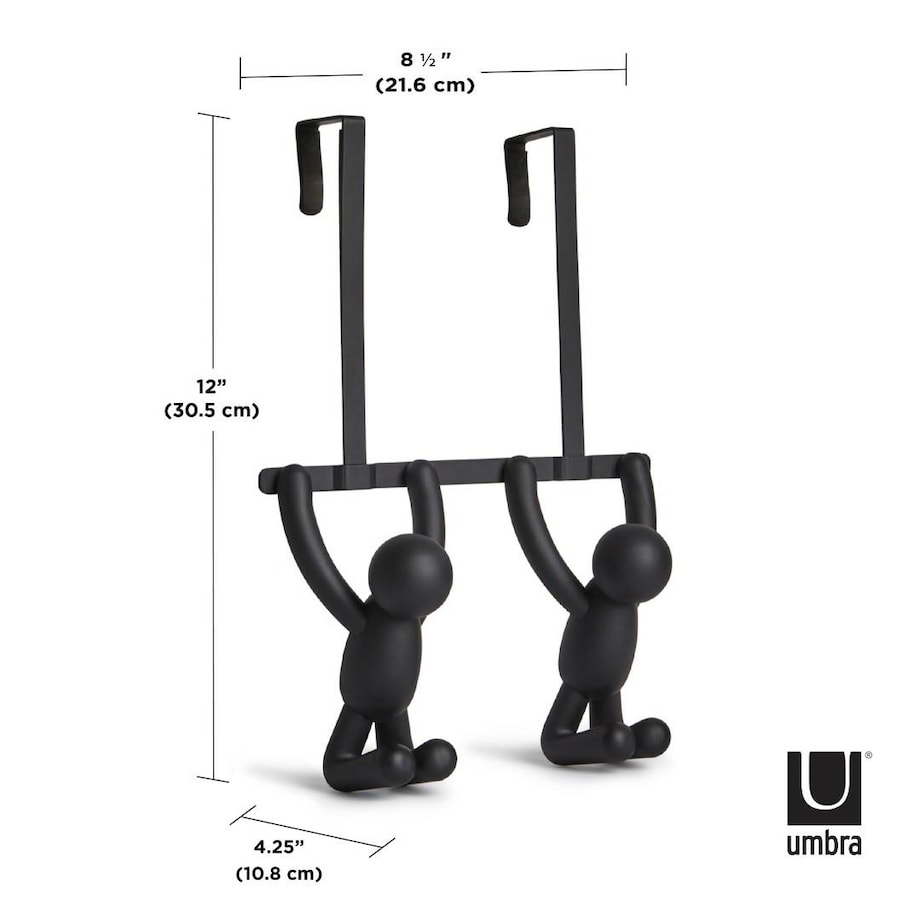 Wieszak na drzwi podwójny czarny Buddy, 21.5 x 14.5 x 7 cm, Umbra