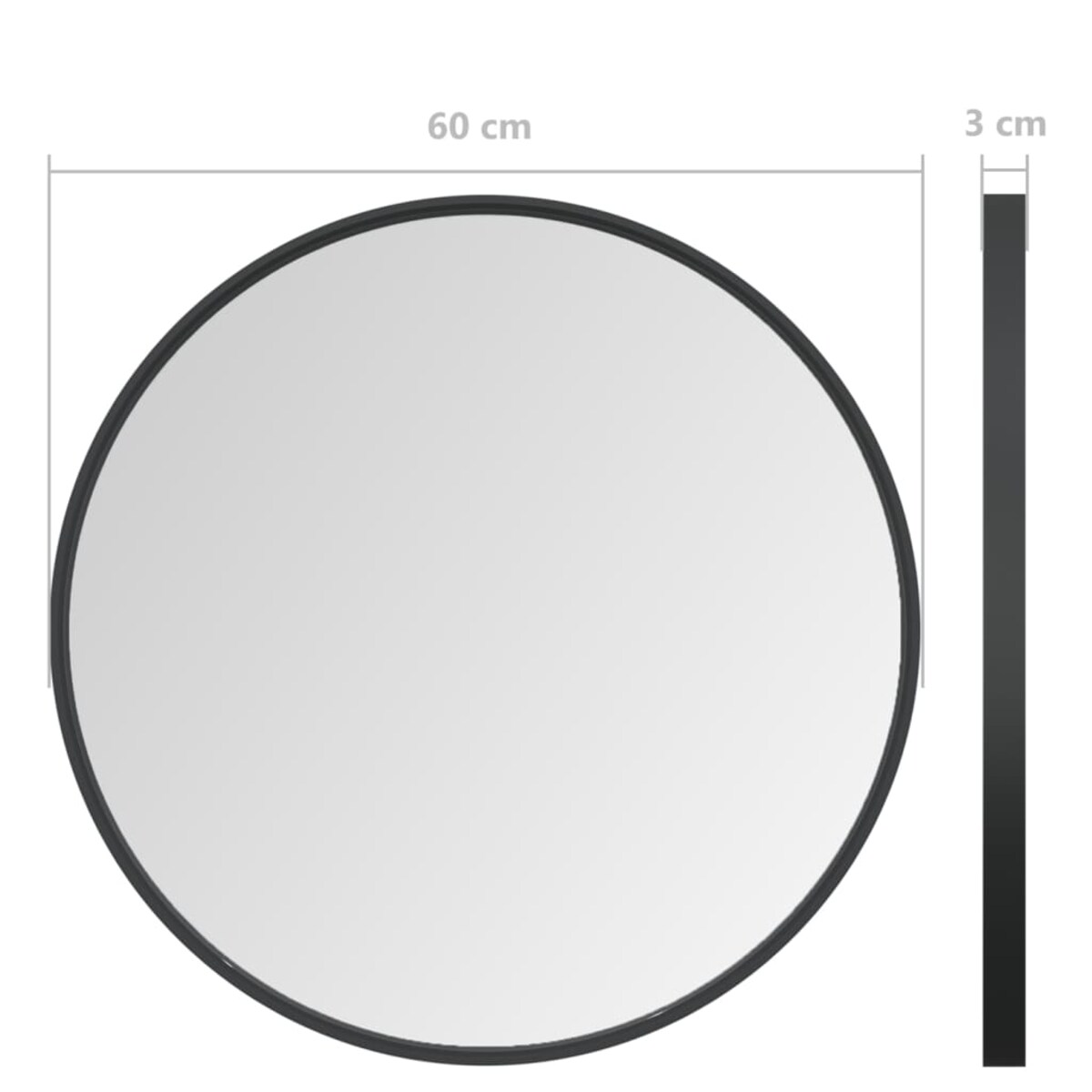vidaXL Lustro ścienne, czarne, 60 cm