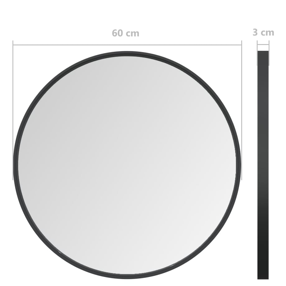 vidaXL Lustro ścienne, czarne, 60 cm