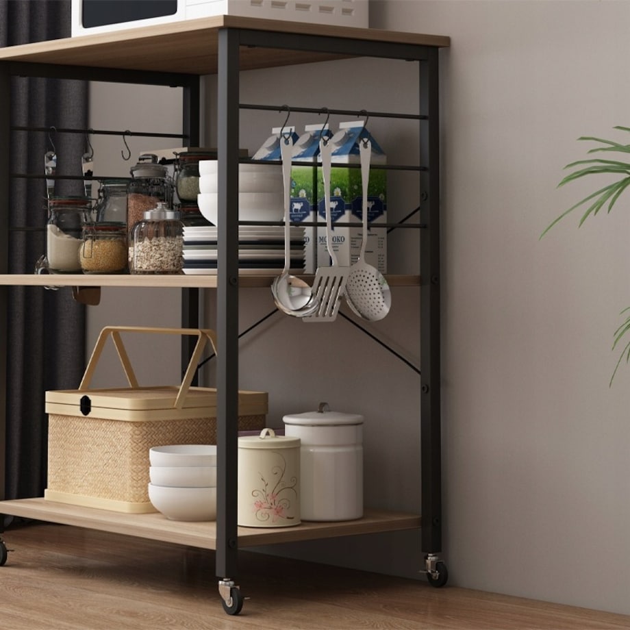 Szafka mobilna na kółkach jasny brąz stolik śniadaniowy wózek kuchenny 60cm