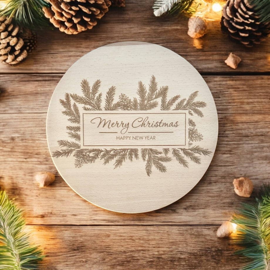 Drewniana deska świąteczna do serwowania ⌀ 30 cm