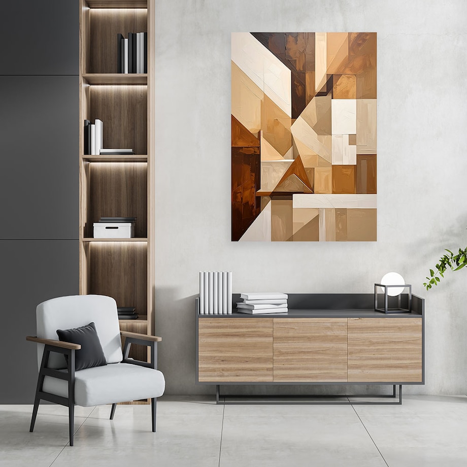 Obraz do salonu sypialni kuchni, Abstrakcyjne linie i kształty beżowy