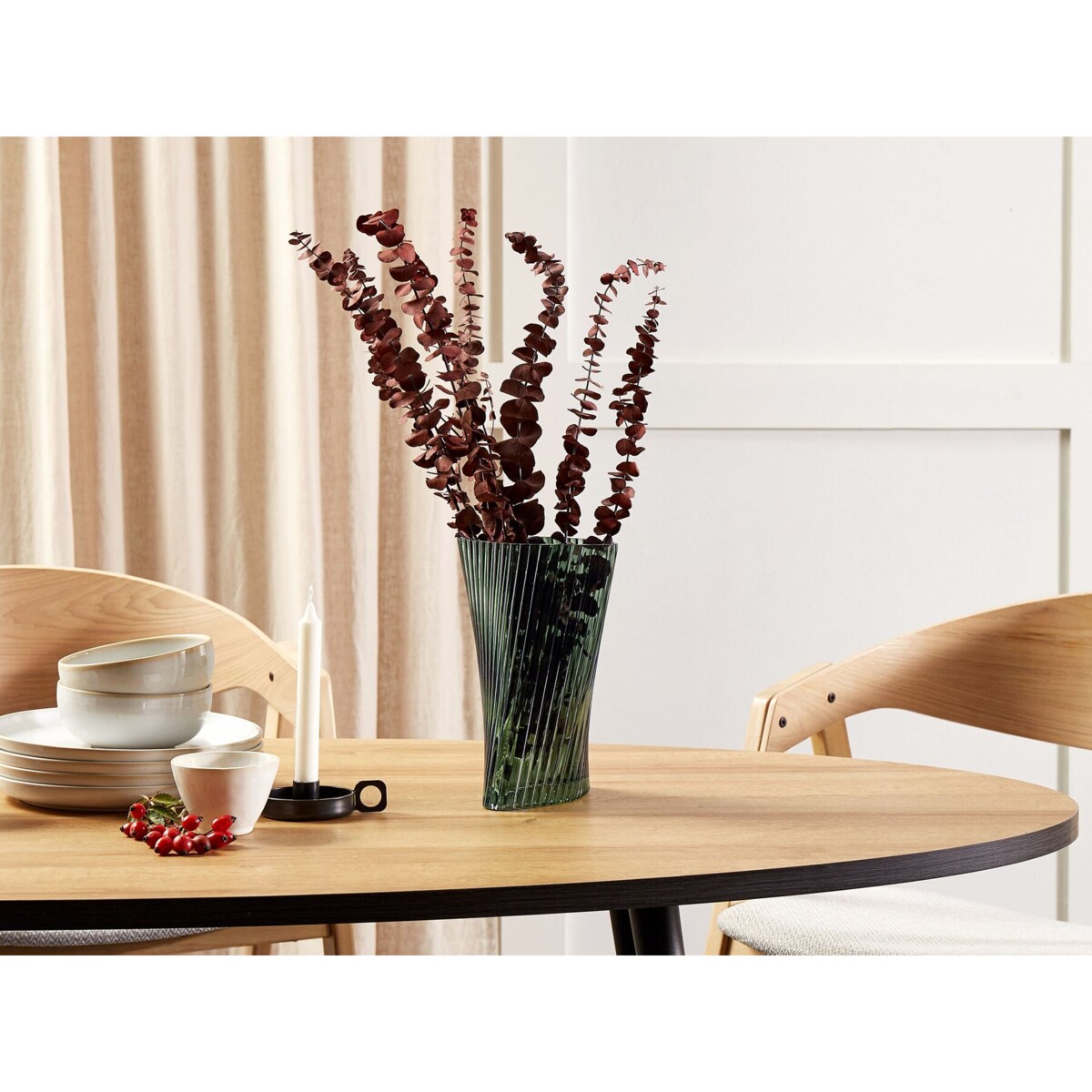 Wazon na kwiaty szklany 26 cm ciemnozielony MARPISSA