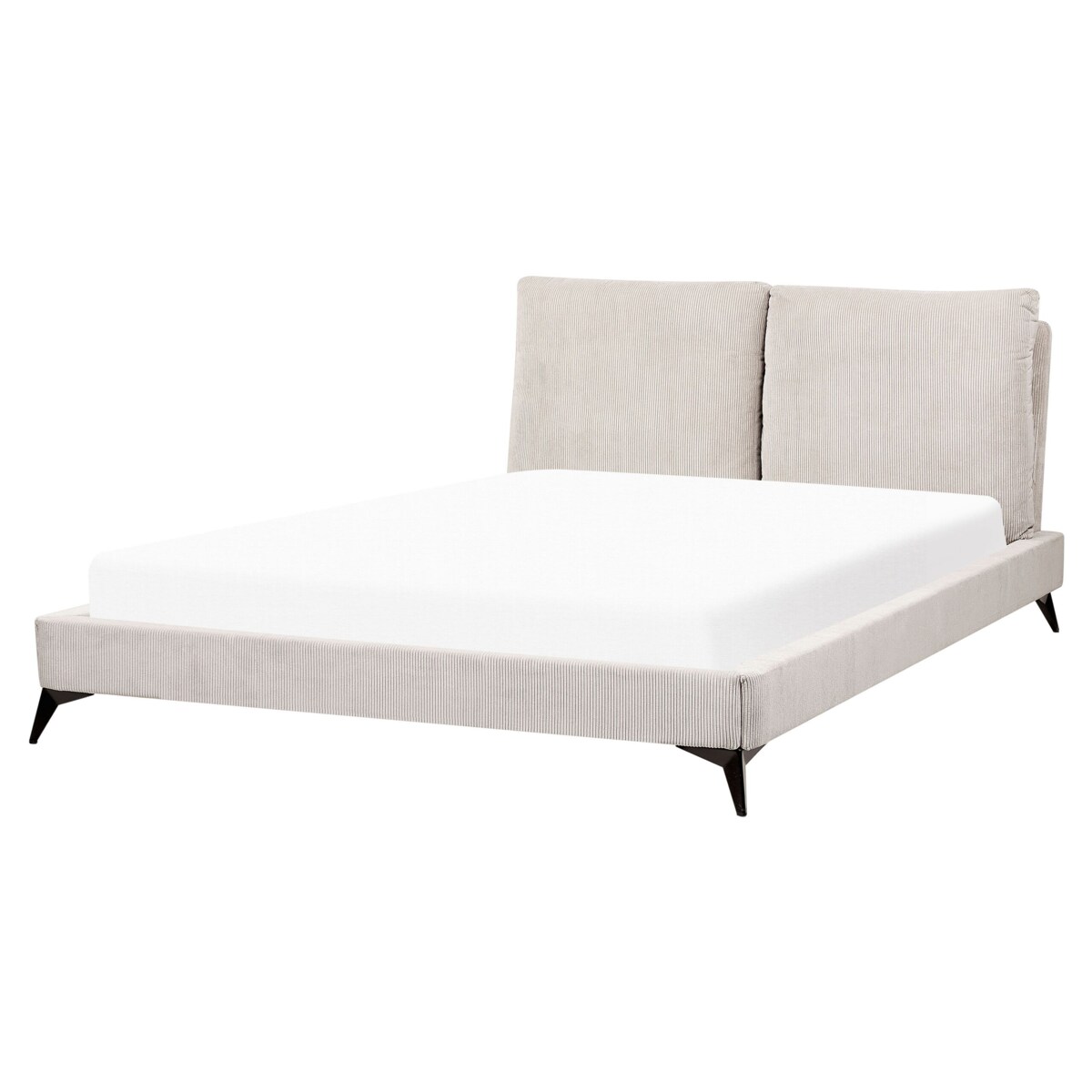 Łóżko sztruksowe 160 x 200 cm jasnobeżowe MELLE