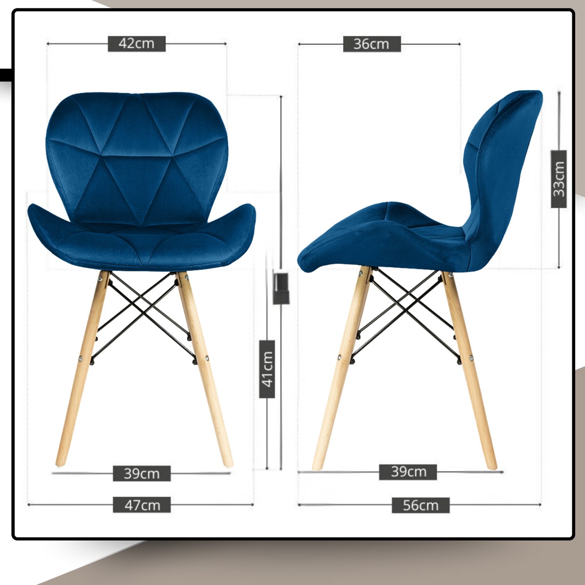 Krzesło Tapicerowane Welurowe Do Jadalni Salonu Pikowane Skandynawskie